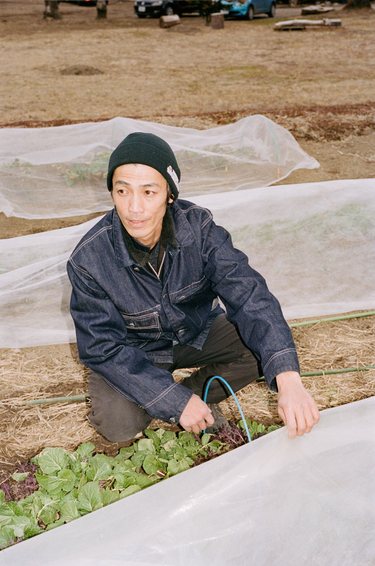 Tokumitsu wearing the Chore Jacket in Indigo